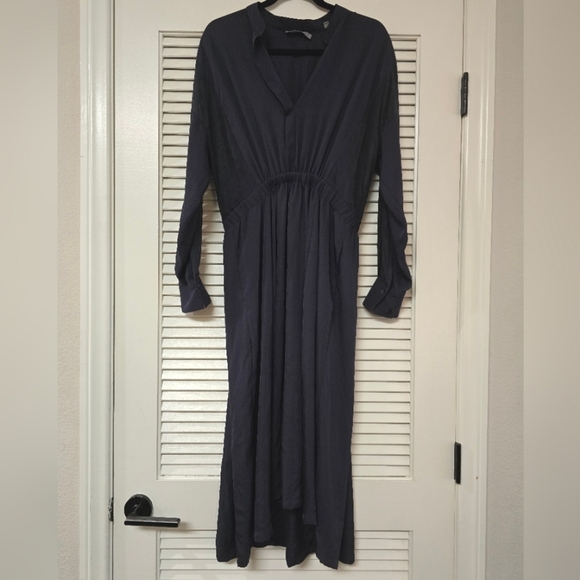 Vince Dresses & Skirts - Vince - Dark Blue Classic 100% Silk Business Casual Evening Long-Sleeve D…